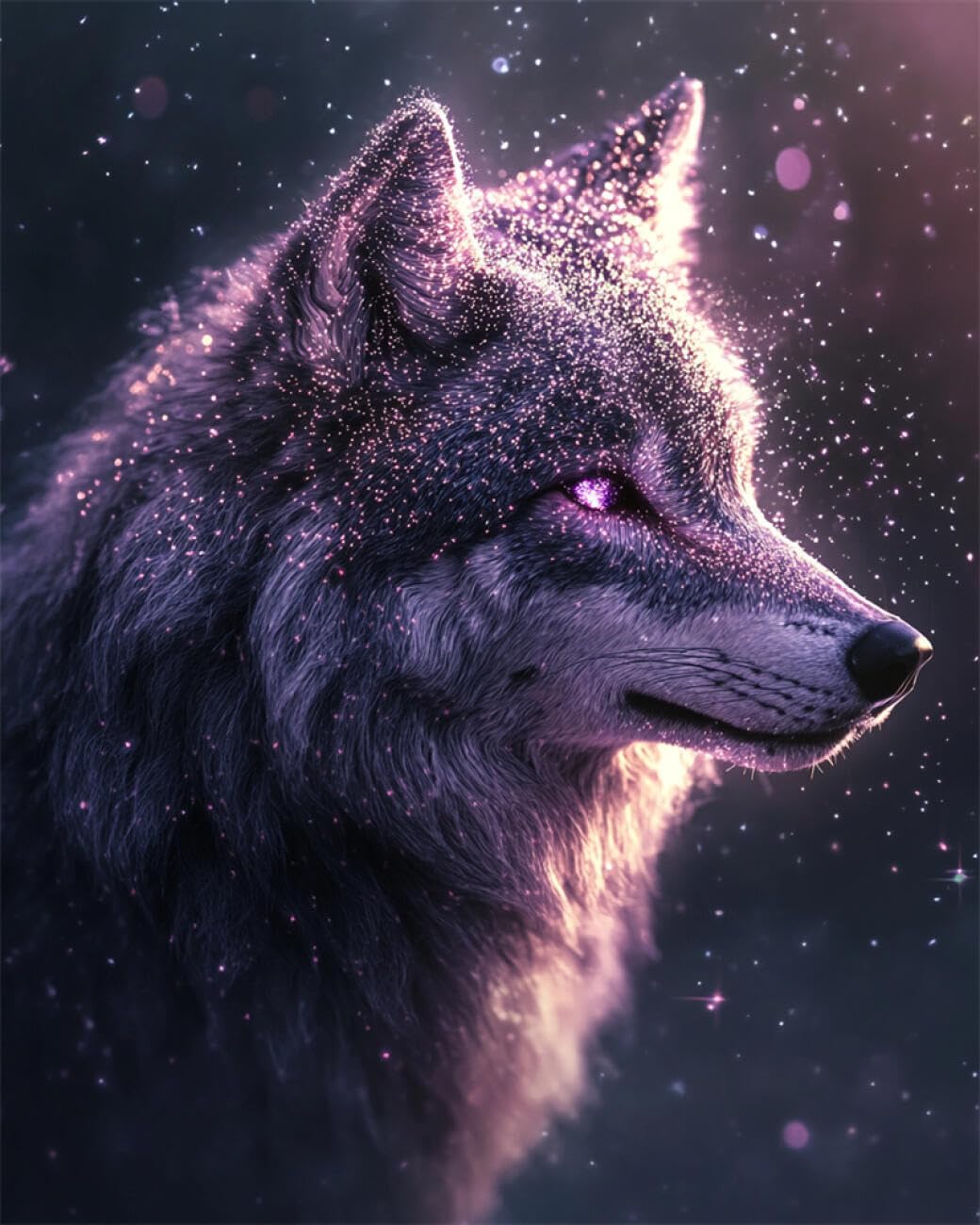 RKFLGEW DIY Bead Embroidery Kits Starry Wolf 40x50cm
