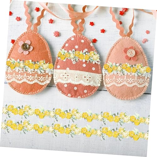 Miniatura 2 de EXCEART Cinta floral de encaje rosa DIY apliques de boda para manualidades de costura 14.8 ft (amarillo)