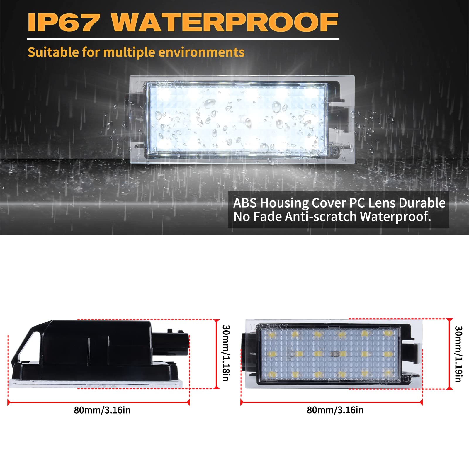 POPMOTORZ LED Luci targa, 2 Pezzi Luce targa LED con Canbus Senza Errori per Mercede-s Benz Citan Kombi 415 Smart Forfour Schrägheckn 453 Brabus R-enault Vel Satis Twingo 2 Clio 3 Clio 4 Espace 4