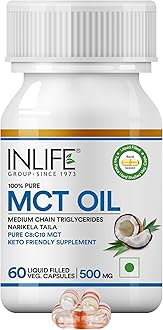 Pure MCT Oil C8 C10 Keto Diet Friendly Advanced Products|Food Supplement, 500mg - 60 Vegetarian Capsules (Pack of 1, 60, count)