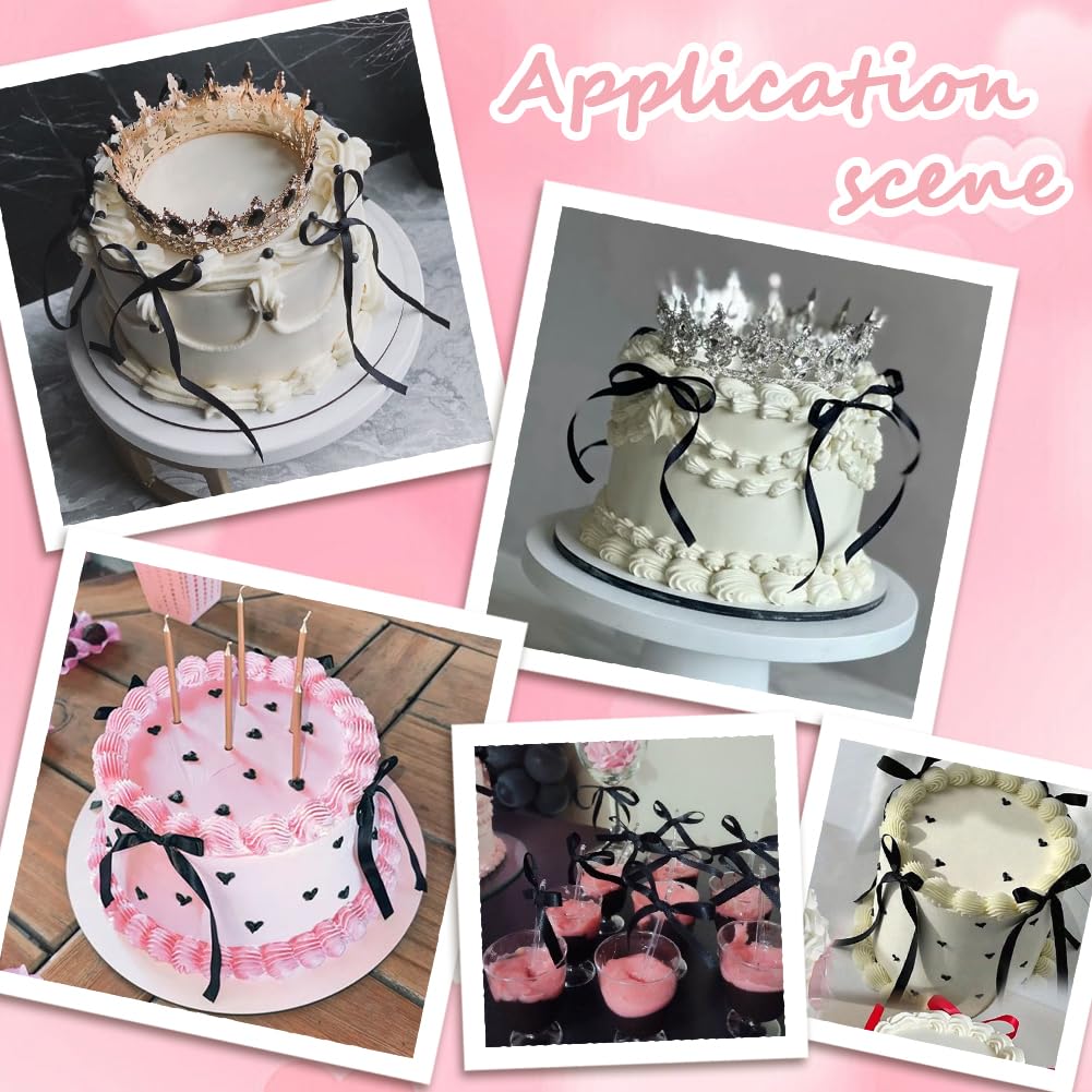 SUNNYCLUE 80 pz. Topper per Torta con Fiocco Topper per Cupcake FiocCHIs Neri Nastro In Poliestere Decorazioni per Cupcake con Fiocco per Compleanno Matrimonio Addio Al Nubilato Fai Da Te Arte e Artig