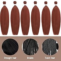 Vista 5 de Cabello trenzado de jengibre preestirado, 6 paquetes de 24 pulgadas, cabello sintético preestirado, trenzas naturales de fácil torsión, ajuste