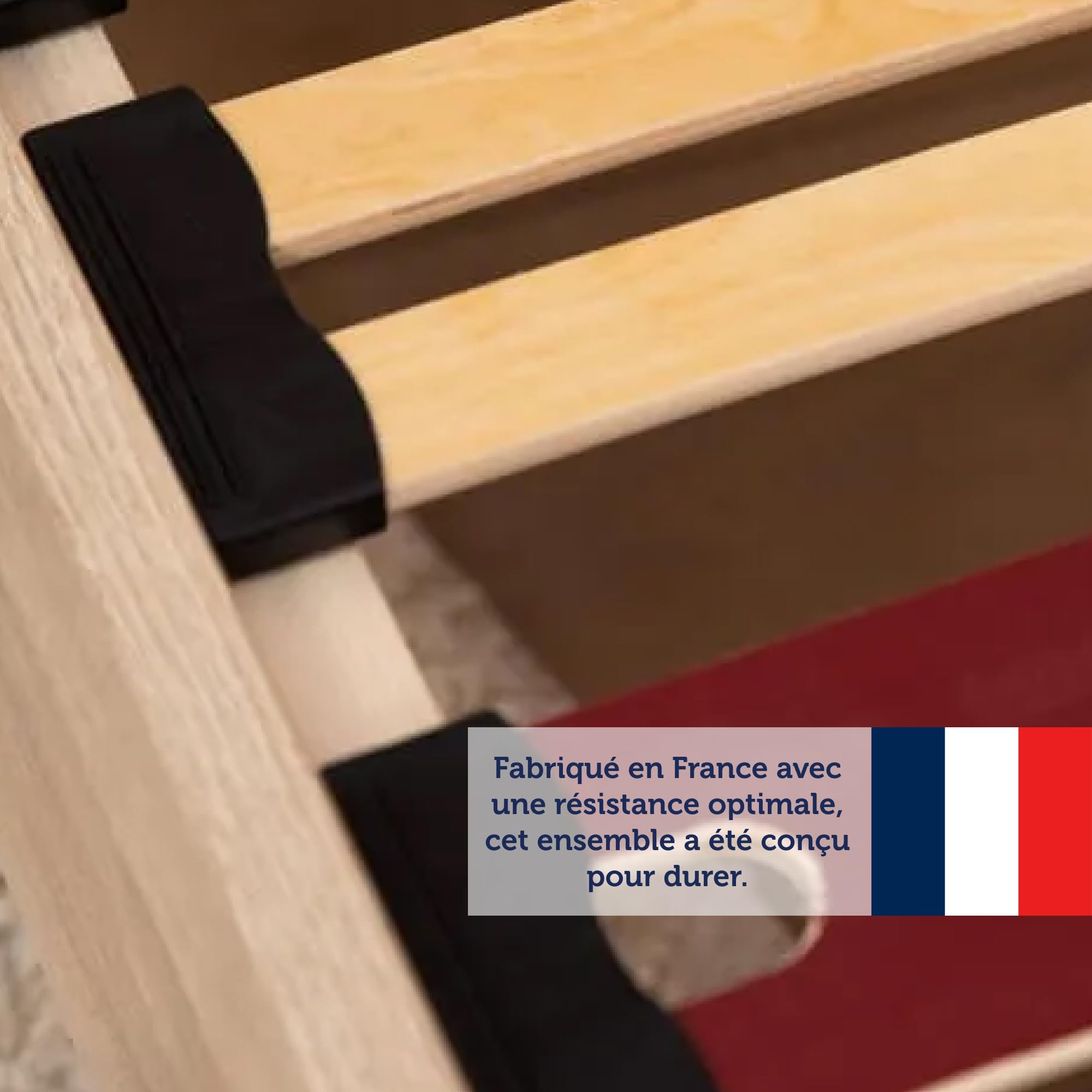 PERCKO, Sommier zoné - Original 140 x 190 cm, Zonage Ergonomique pour Votre Dos, Finition mélaminée chêne Blanchi. Pieds 100% Bois Massif, Piédestal