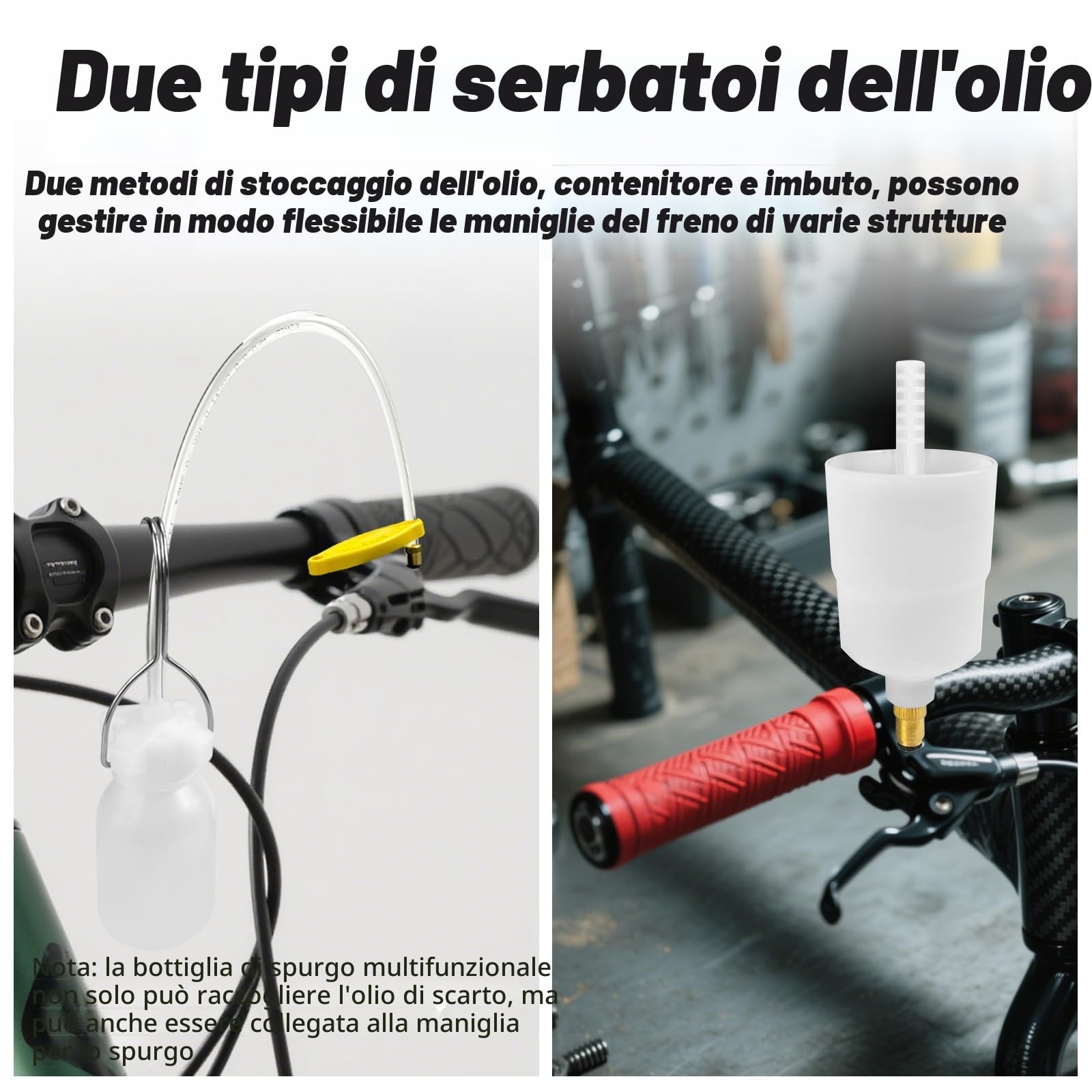Kit Spurgo Freni per Shimano, Tektro, Magura, Kit Spurgo Freni per Freni Idraulici, Include Adattatori in Ottone e 150ML di Olio Minerale per Freni