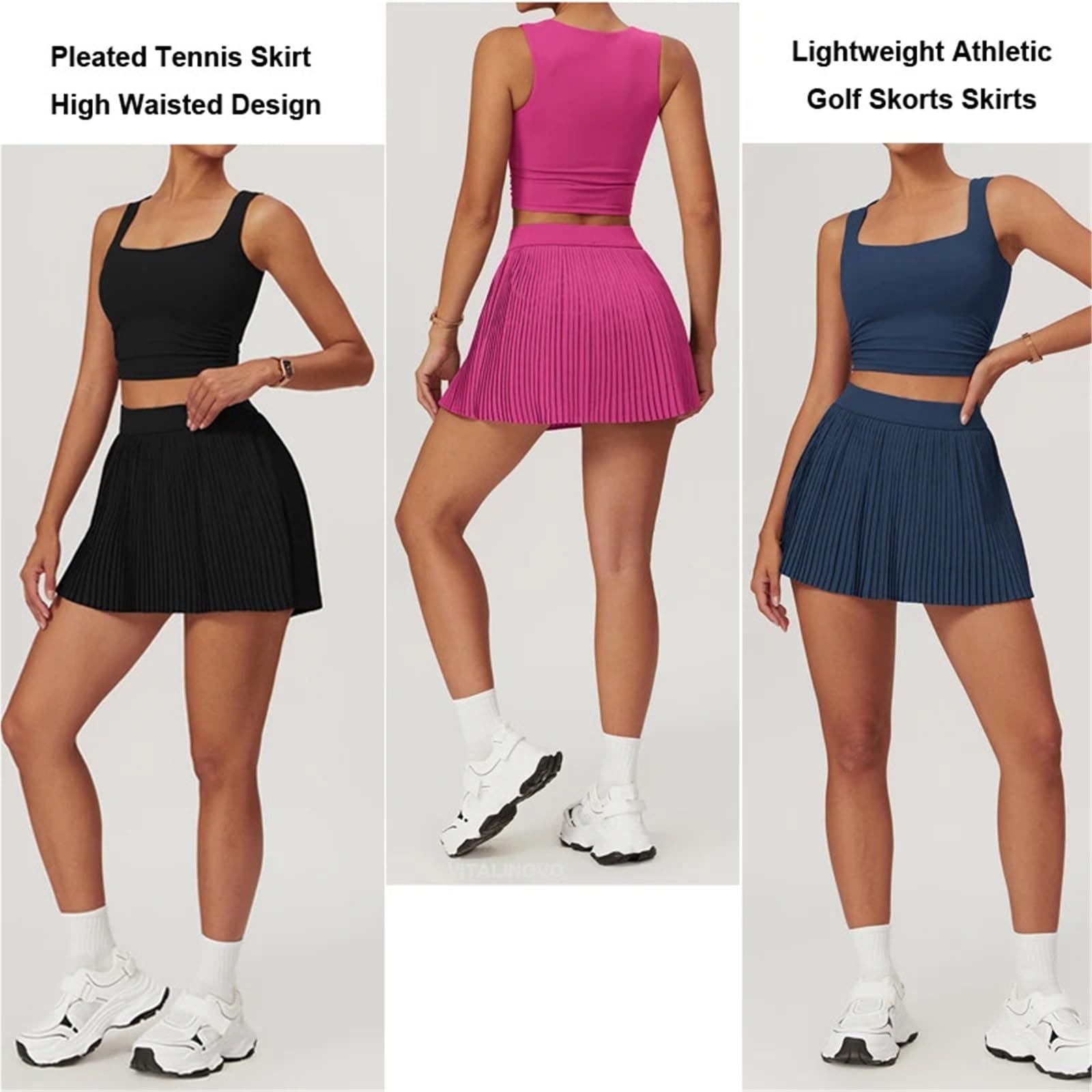 Gonne da Tennis Donna Gonna Sportiva a Vita Alta con Tasche Atletica for Esterni