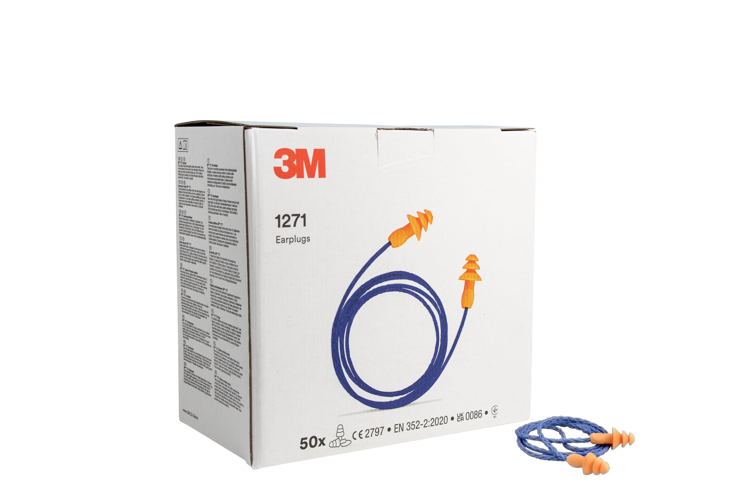 3M 1271 Tapones reutilizables, con cordón, 50 pares
