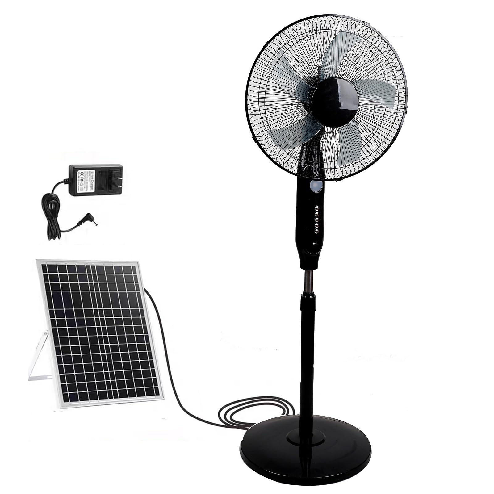 JKJZSALJ Floor Fan,Pedestal Fan,Oscillating Solar Fans/S/Camping Fans,Adjustable Height,Can Be Used Both Indoors And Outdoors,A-Button Control; B-Button + Remote Control,A