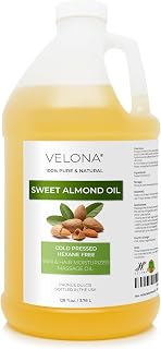 velona Sweet Almond Oil - 1 Gallon / 128 Fl Oz | 100% Pure and Natural Carrier Oil |Cold Pressed | Skin, Hair, Body & Face Moisturizing | Use Today - Enjoy Results…