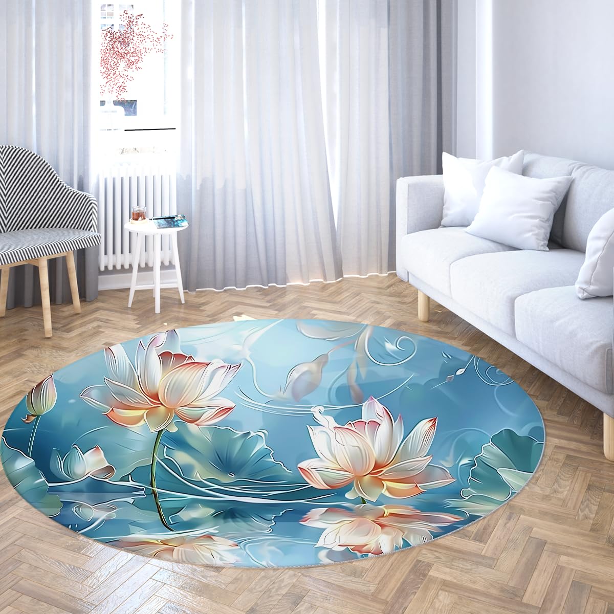 Tapis de sol circulaire pour salon et cuisine 120cm