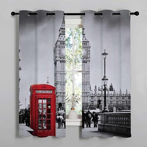 Miniatura 3 de Cortinas para Cocina London - Manta corta insonorizada con ojales, 85 pulgadas de ancho por 85 pulgadas de largo, 2 paneles