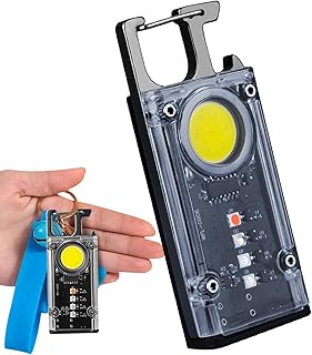 Pocket Flashlight Keychain - Mini COB Keychain Light - Mini Rechargeable LED Flashlights, 8 Light Modes Small Flashlight 500 Lumens Portable Pocket Light with Bottle Opener Xinxi