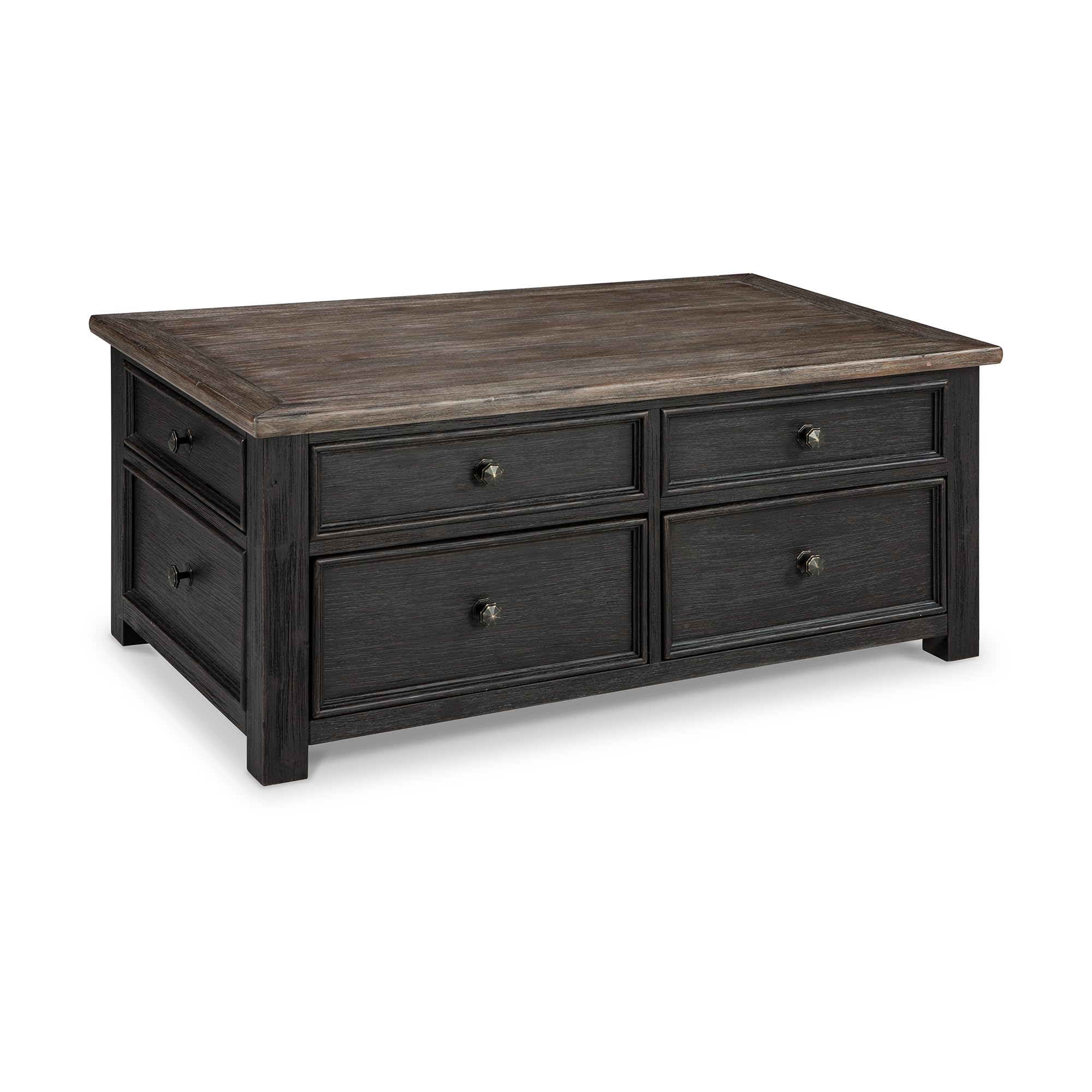 Signature Design by Ashley Tyler Creek Rustic Farmhouse Lift Top Coffee Table with Drawers, Brown & Black