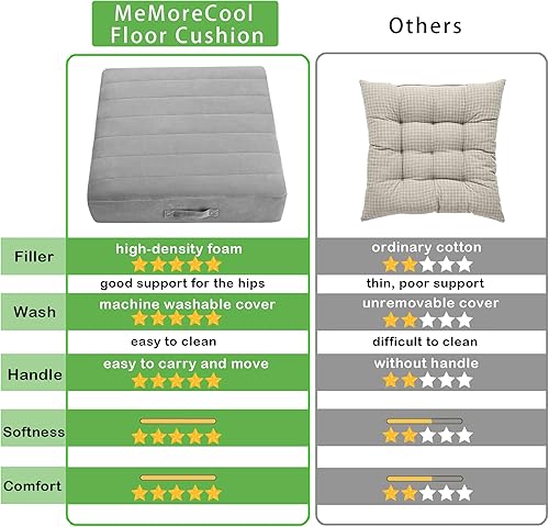 Miniatura 2 de MeMoreCool Almohada cuadrada para el suelo para adultos y niños almohada grande de meditación con espuma gruesa y funda suave copetuda almohada