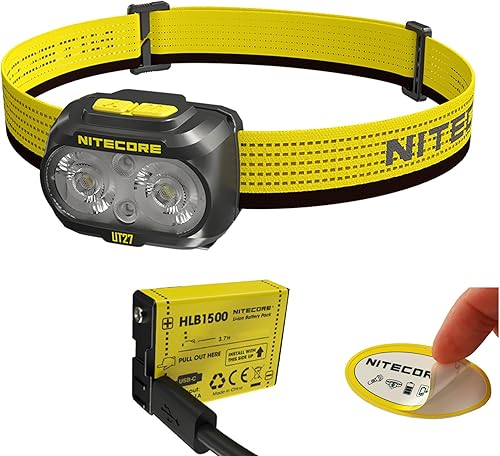 Nitecore UT27 - Linterna frontal para correr de 800 lúmenes, recargable por USB-C, ligera, perfecta para ultra sendero, senderismo con luz blanca,