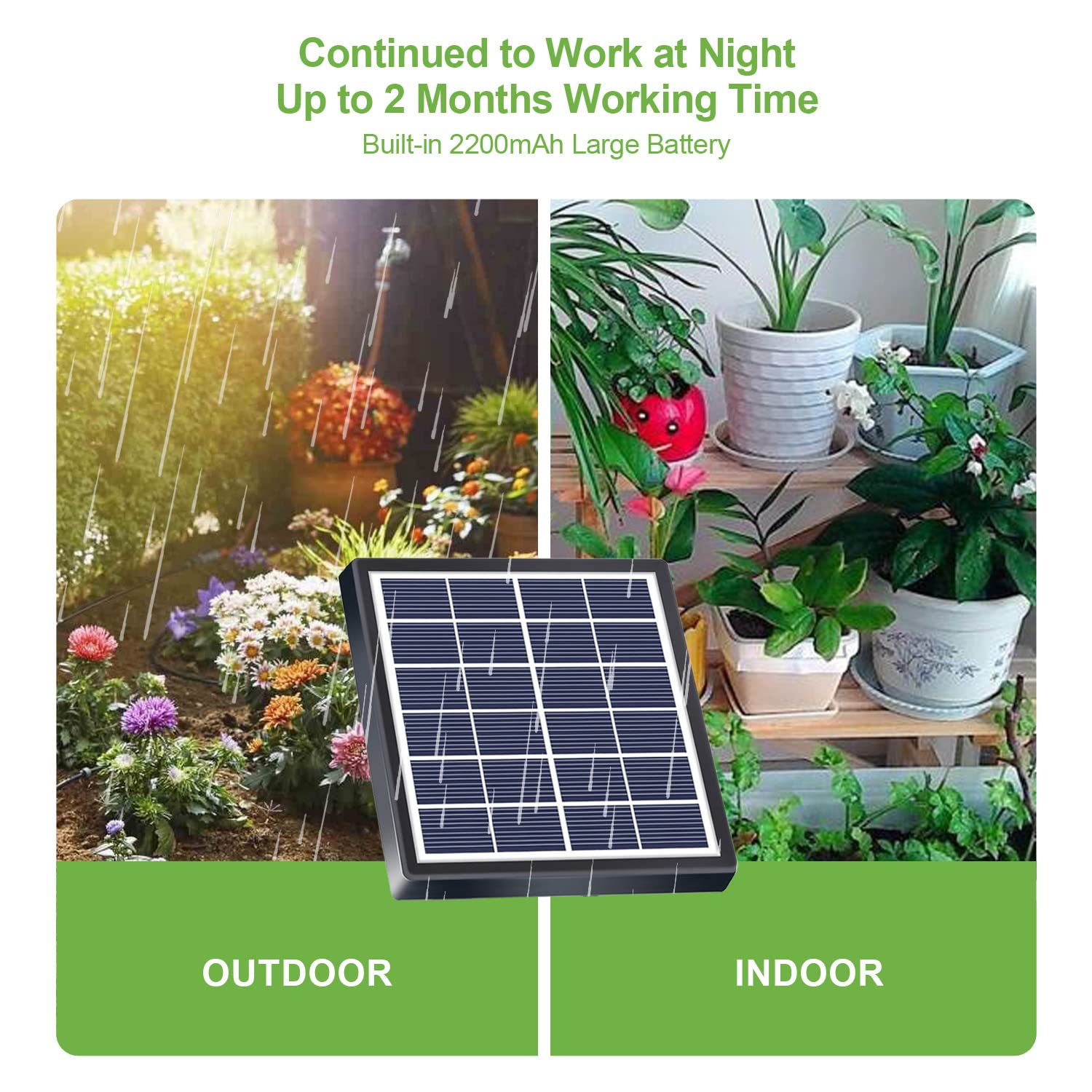 Lewisia 2W Solar Automatic Drip Irrigation Kit with Timer Auto Watering System Solar Powered Auto-Irrigation Set for Garden Beds Patio Lawn Plants Greenhouse Flower 50FT for 15 Plants