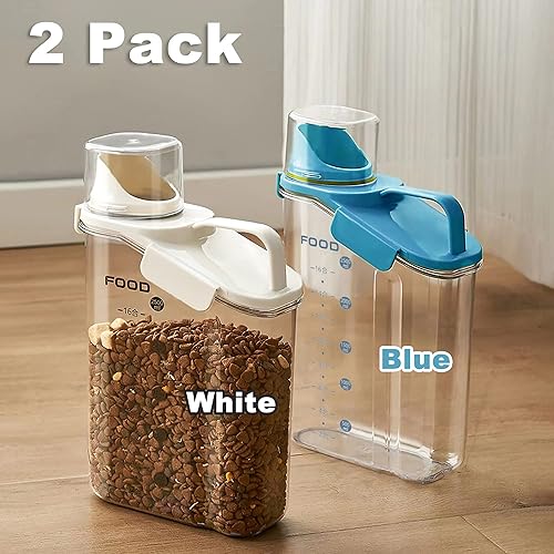 Miniatura 3 de Paquete de 2 recipientes de almacenamiento de alimentos para mascotas de 2.5 libras  2.5 litros con taza medidora, tapas para latas y cuenco para