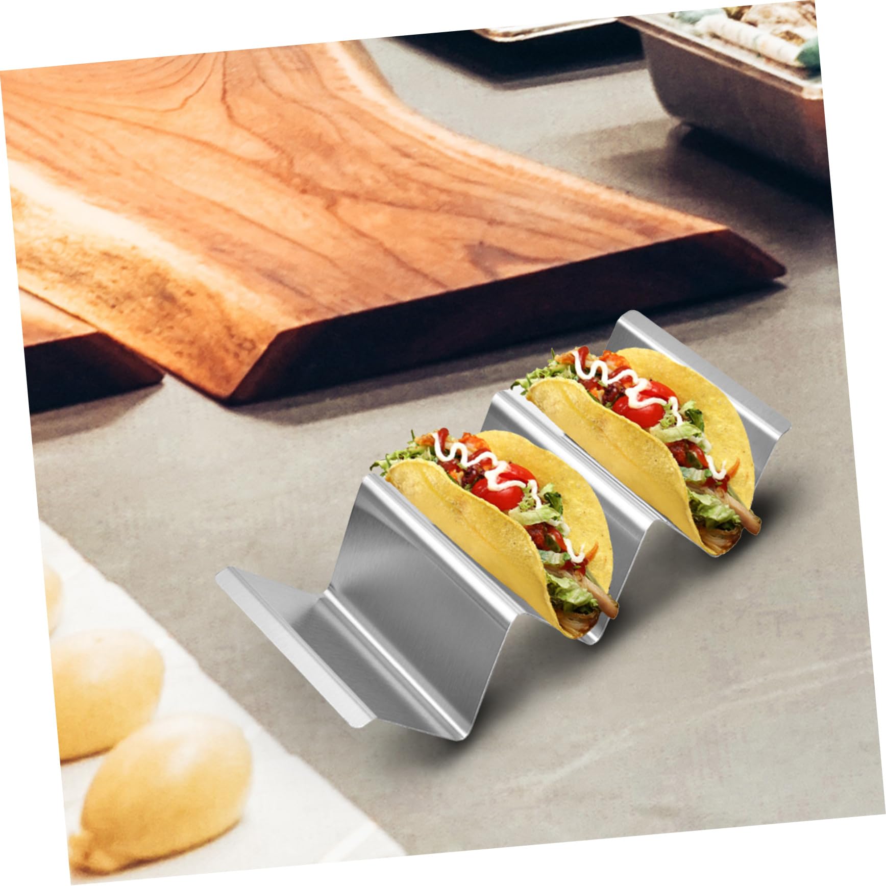 Soporte para Tacos Acero Inoxidable Asa 4 Piezas de 3 Ranuras