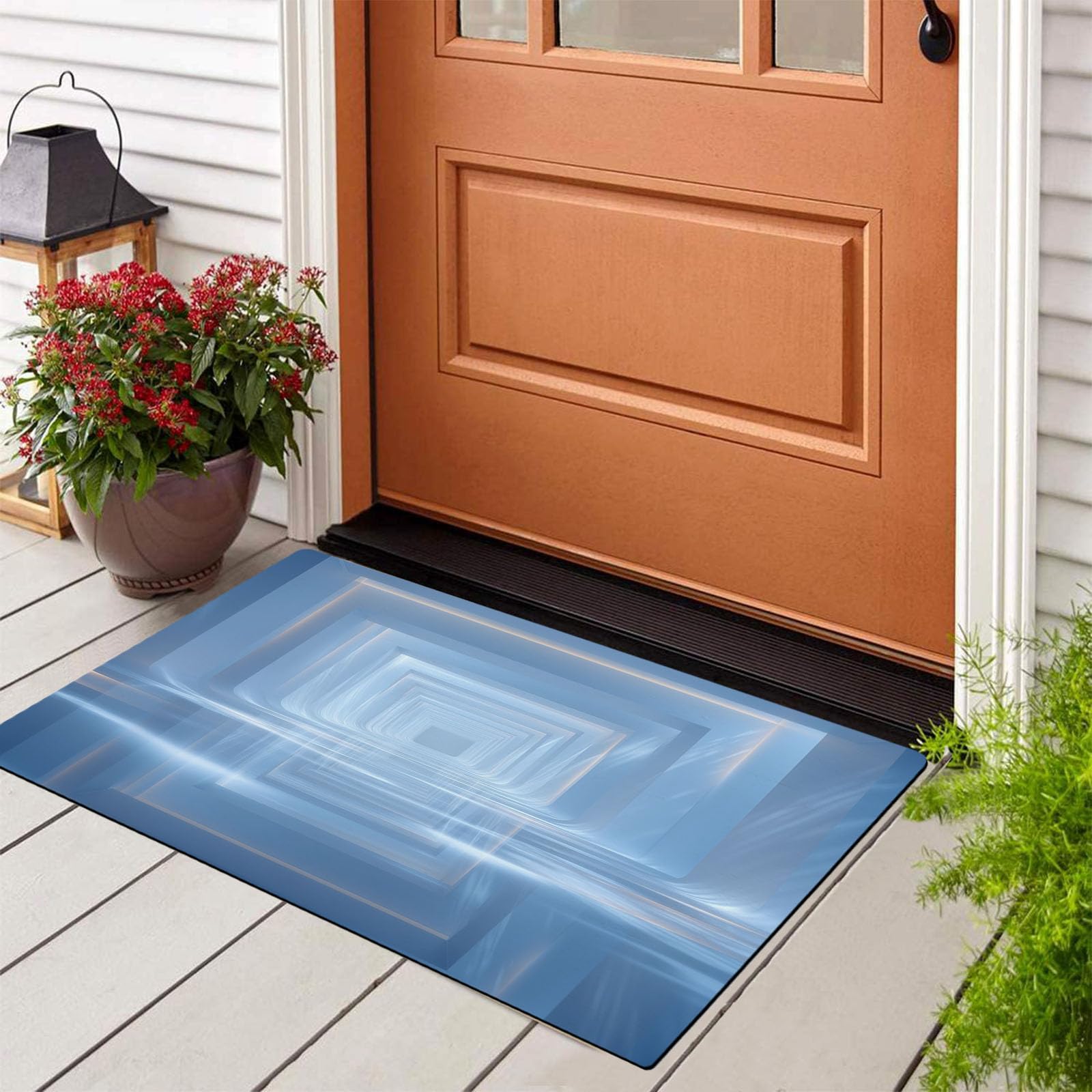 Tapis tunnel de couloir 3D bleu ciel pour sublimer votre entrée
