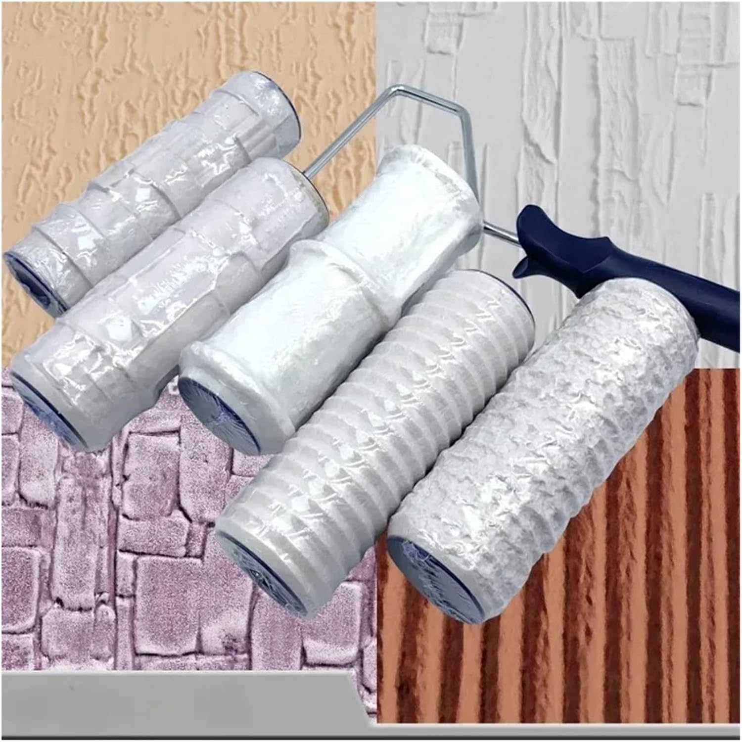 3D Textured Paint Roller for Wall Decoration Rubber Stamp Embossed Painting Tool Polyurethane Roller(Style11)