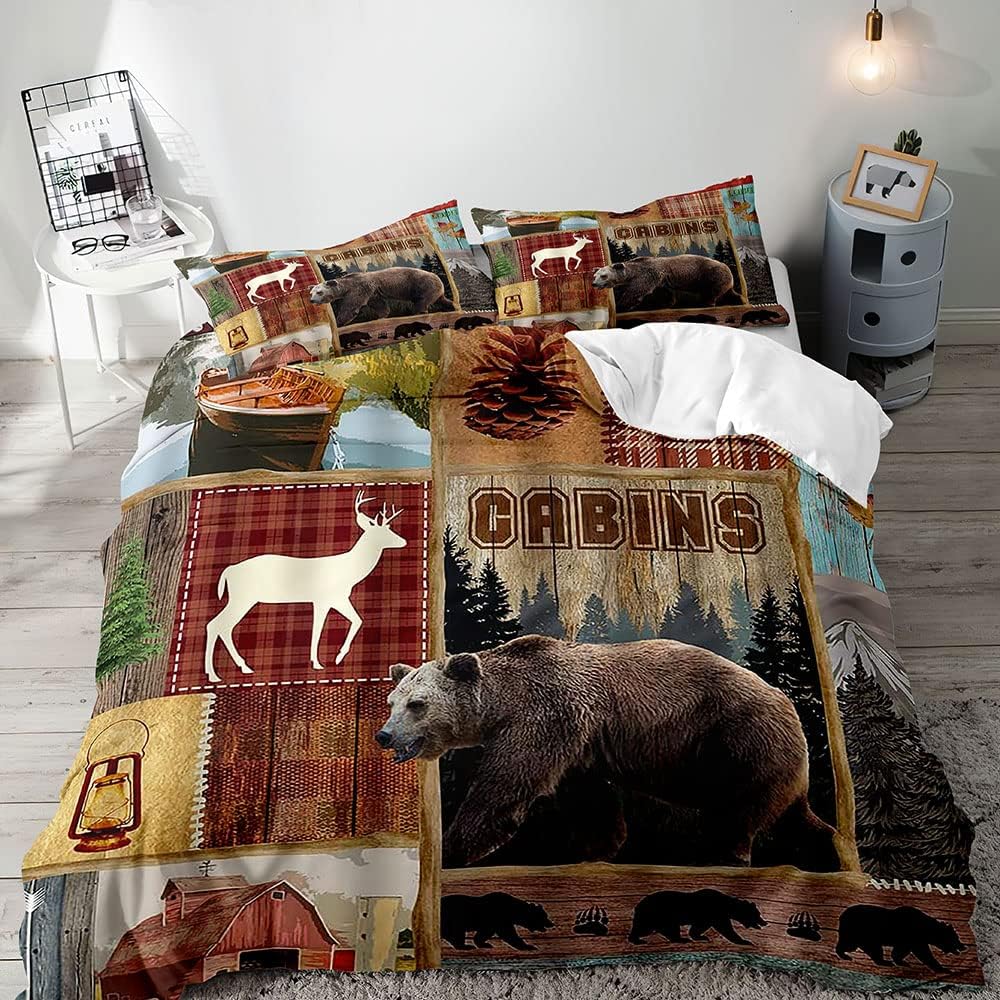 Housse de couette en microfibre douce et respirante motif wapiti
