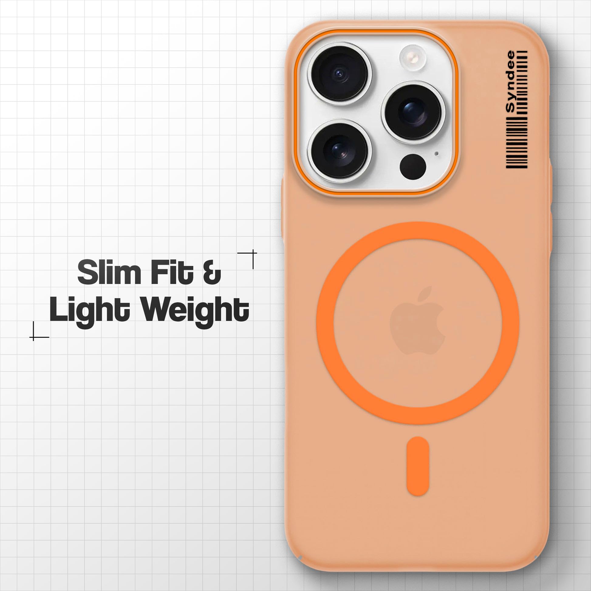 DL3 Mobilak Case Back Cover for iPhone 12/iPhone 12 Pro 6.1-inch, Sleek Frosted Translucent Back Only Compatible with Wireless Magnetic Accessories | Anti-Scratch Shockproof Phone Case (Orange)
