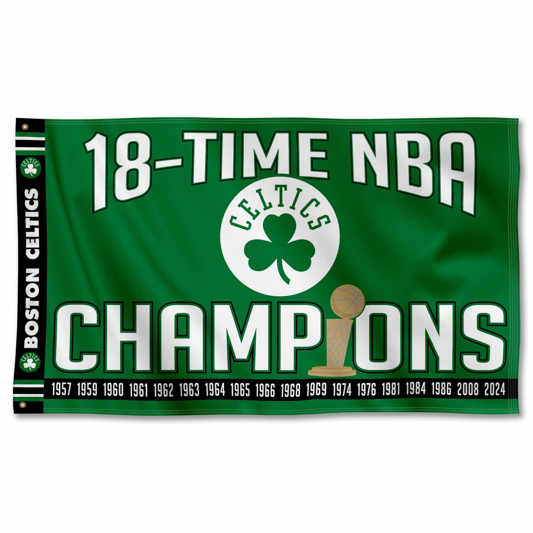 Boston Celtics 18 Time NBA Champions Printed Header 3x5 Premium Banner Flag