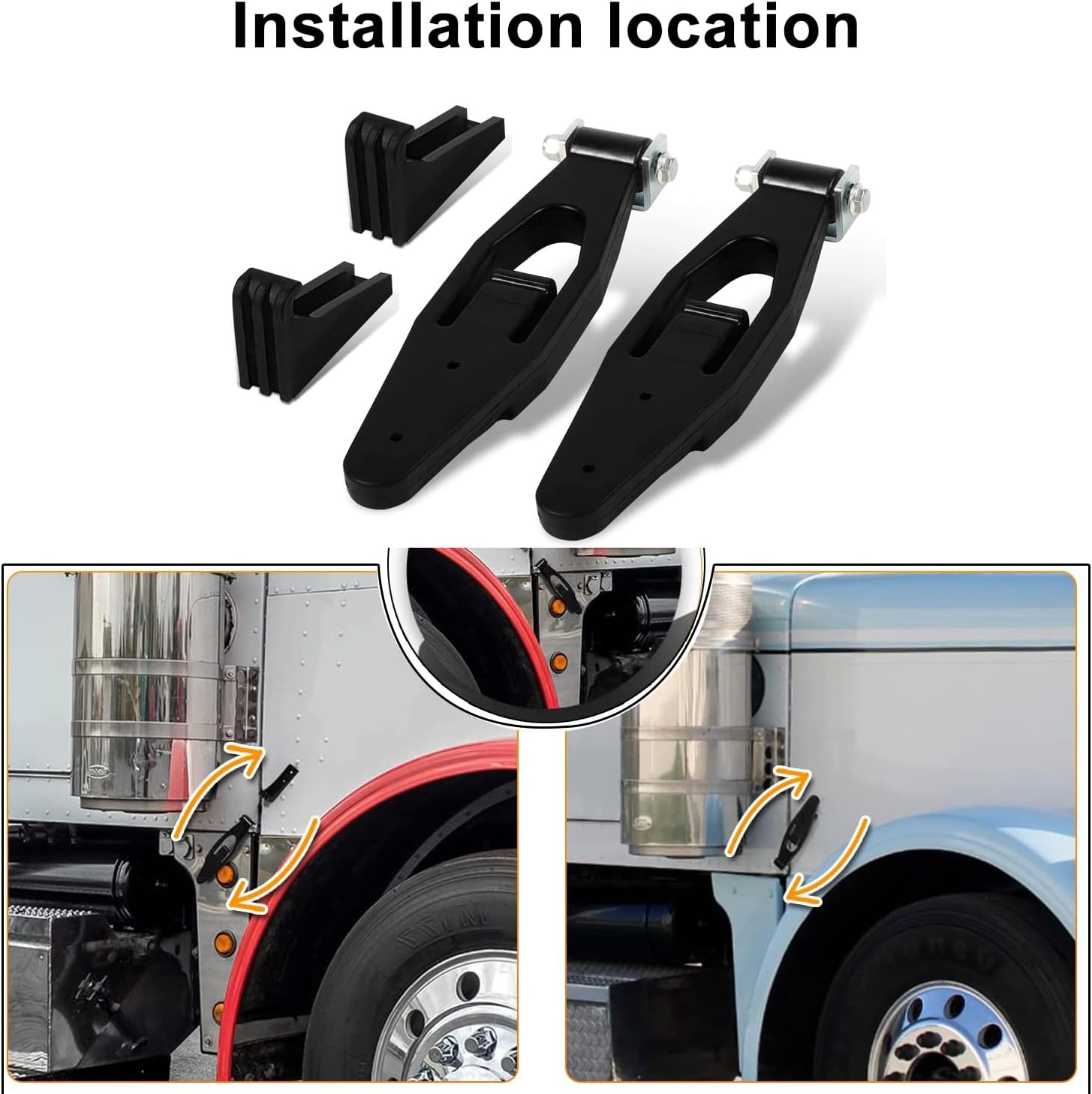 Black Rubber Truck Hood Latch & Catch Bracket for Peterbilt 357, 367, 377, 378, 379, 388, 389 & Kenworth W900, T300, T600, T800 Hood Latch Base (1PCS)