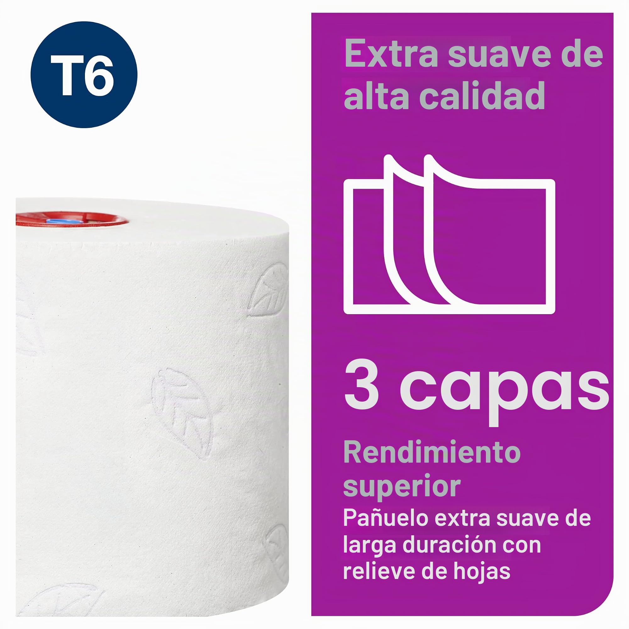 Tork 127510 Papel higiénico extra suave y compacto Premium de 3 capas compatibles con el sistema higiénico T6, 27 rollos (27 x 70 m)