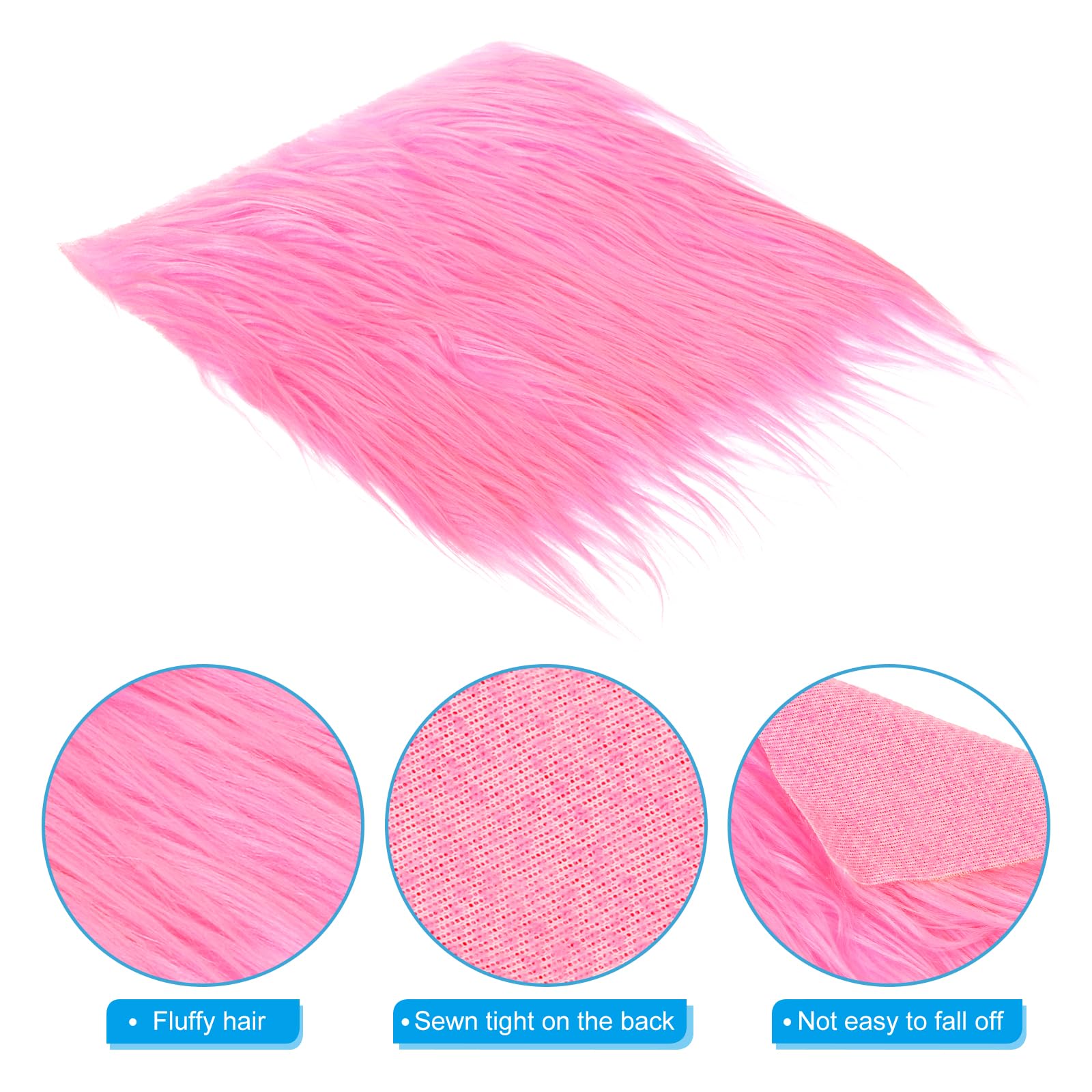 PATIKIL Plush Faux Fur Fabric Square, 2 Pcs 10" x 10" Fluffy Faux Fur Patches Cuts for DIY Crafts Christmas Halloween Gnome Beard, Pink - Image 4