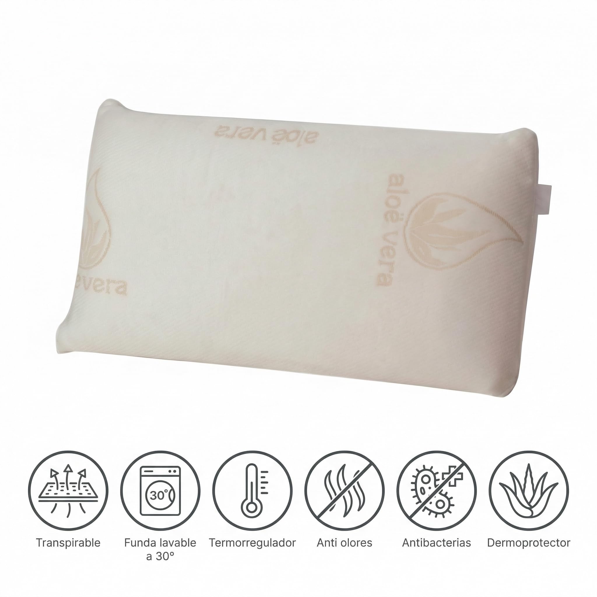 Shiito - Pack 2 Almohadas Viscoelásticas 80 cm Firmeza Media Tejido Carbono