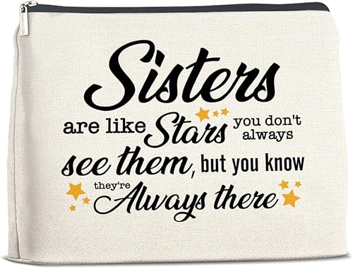 TSUYAWU Bolsa de maquillaje para hermana, regalo para hermana, cumpleaños, Navidad, graduación, graduación, regalo de larga distancia para hermana,