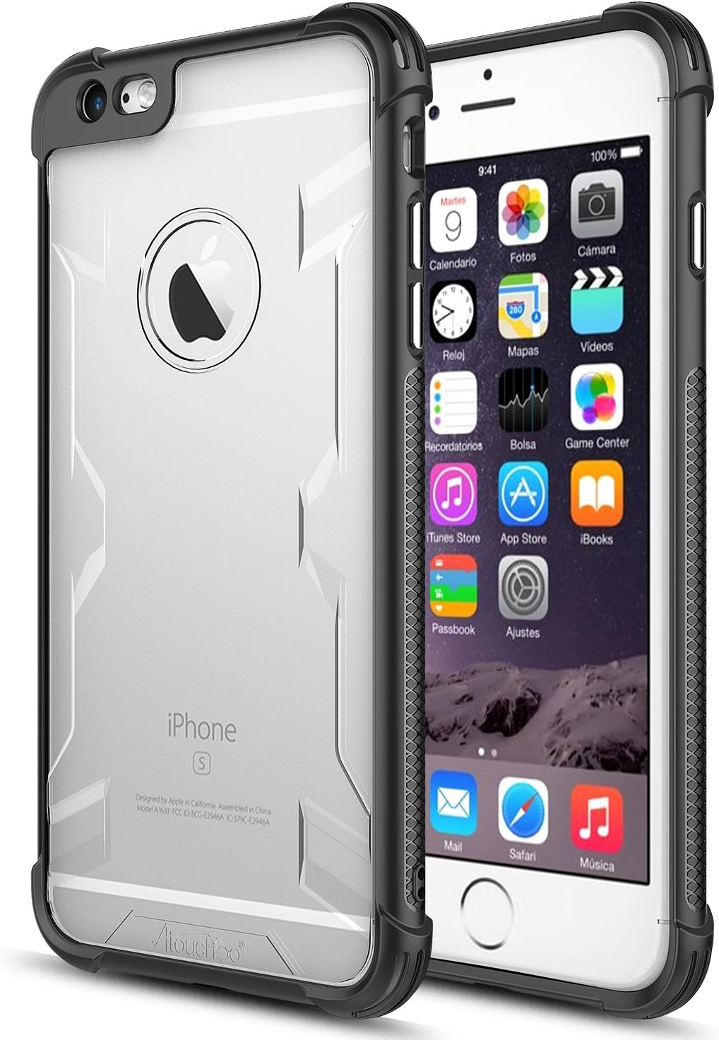 Atouchbo iPhone 6s Case,iPhone 6 Case, [Shock Reduction] Reinforced Corner TPU Bumper + Hard PC Back Cover Military Grade Extreme Drop Tested Heavy Duty Protective Cover - Black