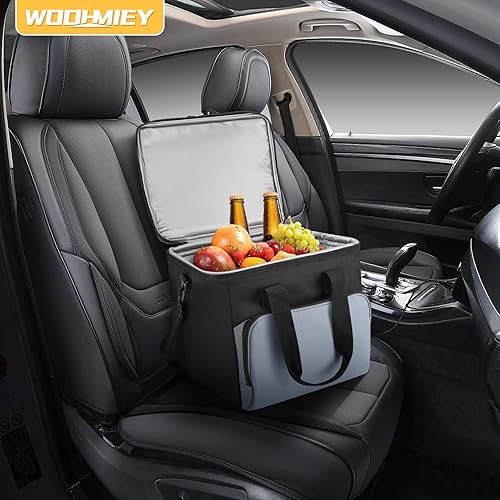 Miniatura 6 de Bolsa térmica eléctrica portátil de 15 L, bolsa de forro impermeable para automóvil, enfriador de viaje termoeléctrico de lado suave con correa para