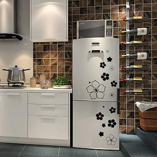Black and White Floral Stickers - Large Size 27 inches x 20 inches Removable Petal Wall Decal, Waterproof for Refrigerator, DIY Home Decoration with Vinyl Art