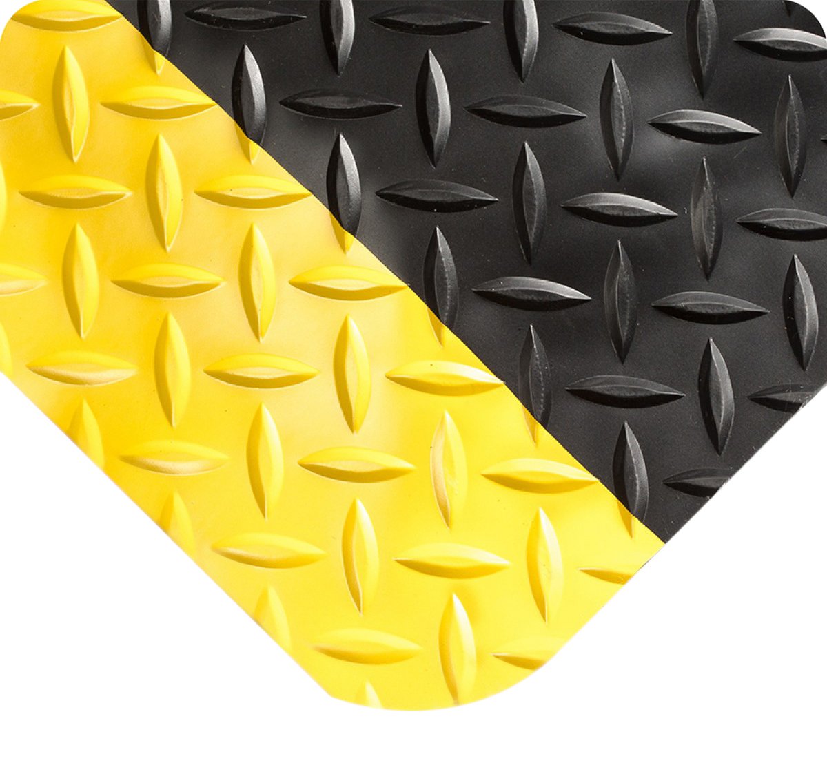 Wearwell 497.1x2x46BYL Smart Diamond Plate UltraSoft Mat, 46' Length x 2' Width x 1