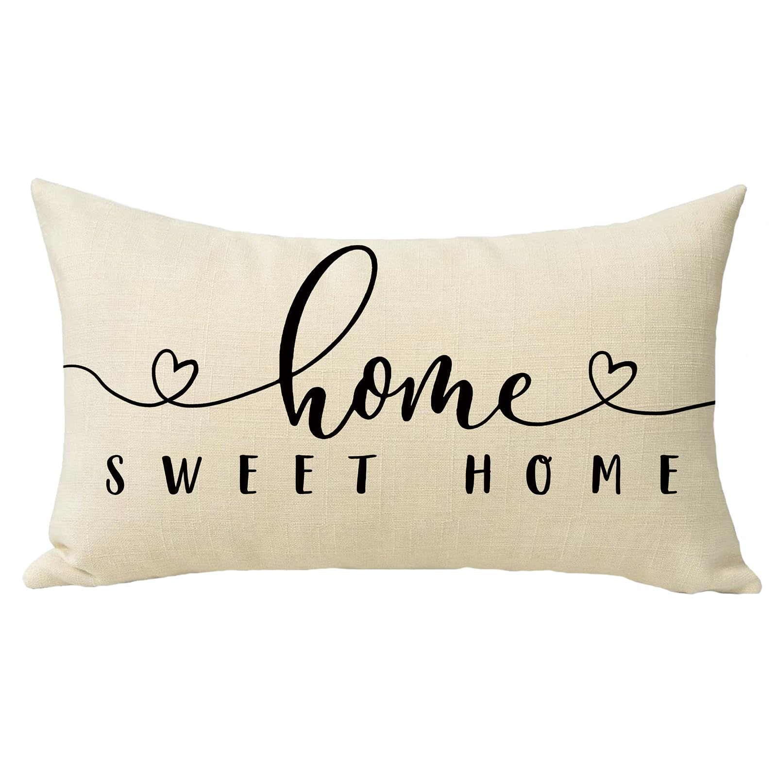 Fjfz Home Sweet Home Lumbar Decorative Throw Pillow Cover 12 x 20 Rectangular Love Hearts Outdoor Decor Farmhouse