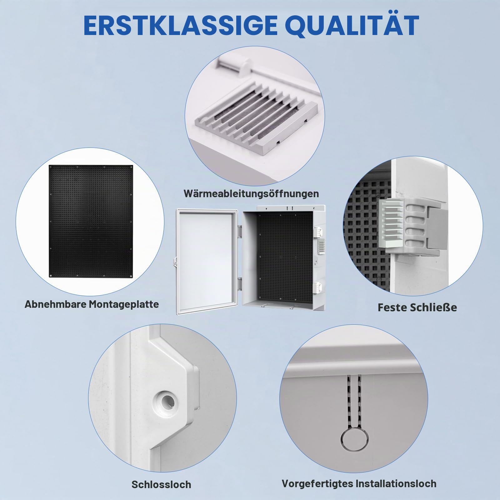 Wasserdichter Verteilerkasten Elektrische Anschlussdose, ABS wasserdichtes Gehäuse, Kunststoff, wetterfest, Projektbox mit interner Montageplatte, Scharnierabdeckung (40x28x15cm)