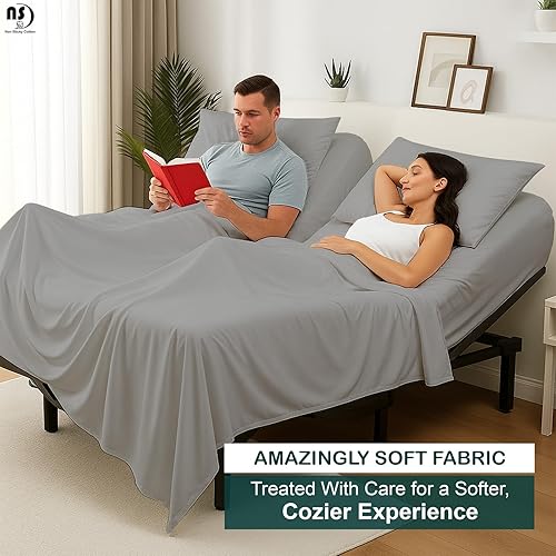 Miniatura 7 de Juego de sábanas de tamaño King divididas en la parte superior para camas ajustables, juego de sábanas de media división para camas ajustables,