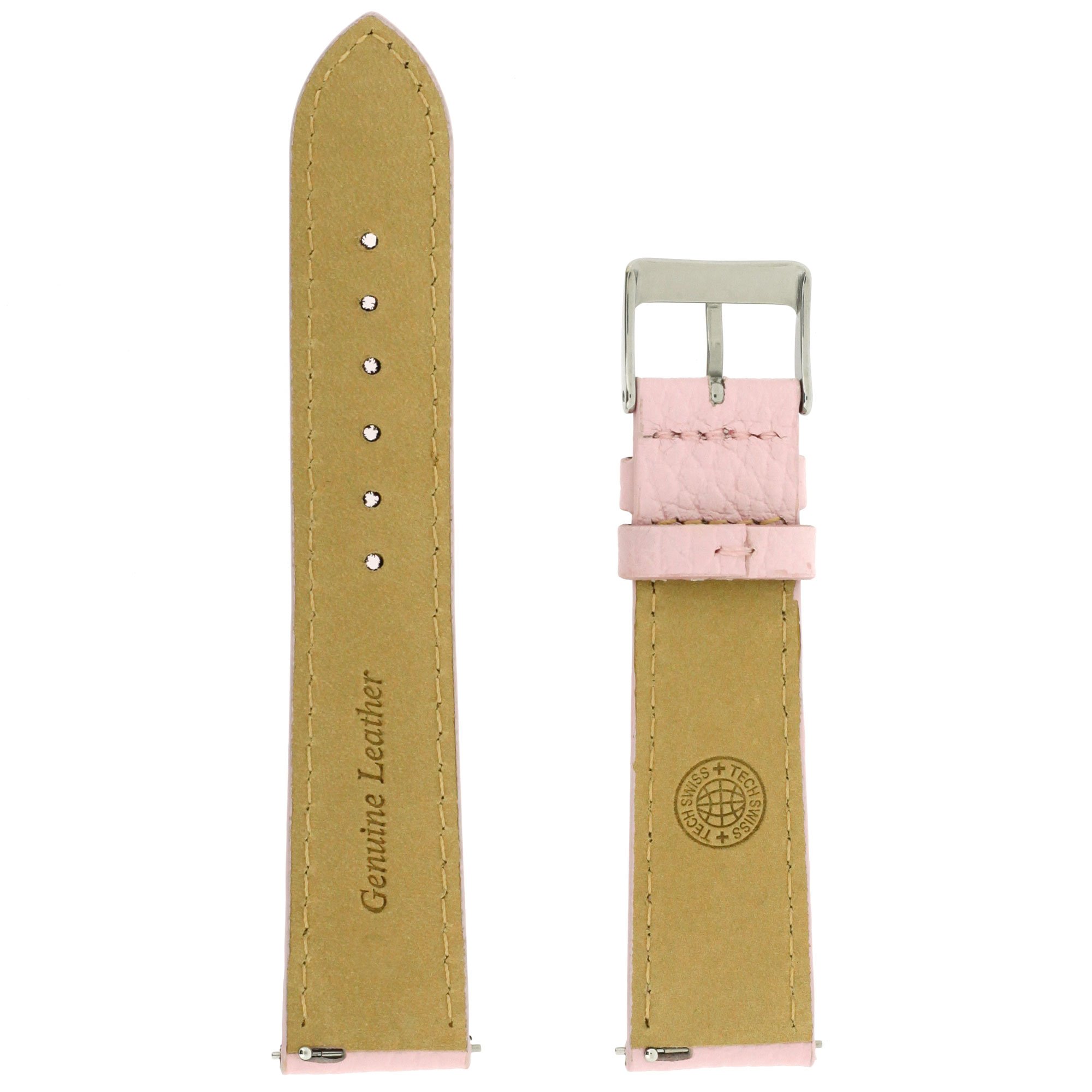 Tech Swiss Watch Band Genuine Leather Pink Quick Release Built-in Pins 12 millimeters