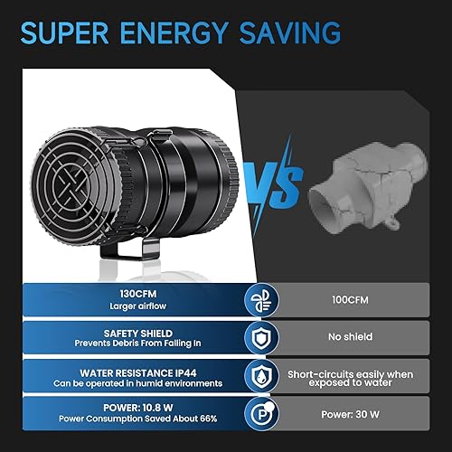 Miniatura 4 de Hon&Guan Ventilador soplador de barco de 3 pulgadas, ventilador de motor de soplador de barco en línea de 12 V, 10000 RPM, nuevo soplador de motor