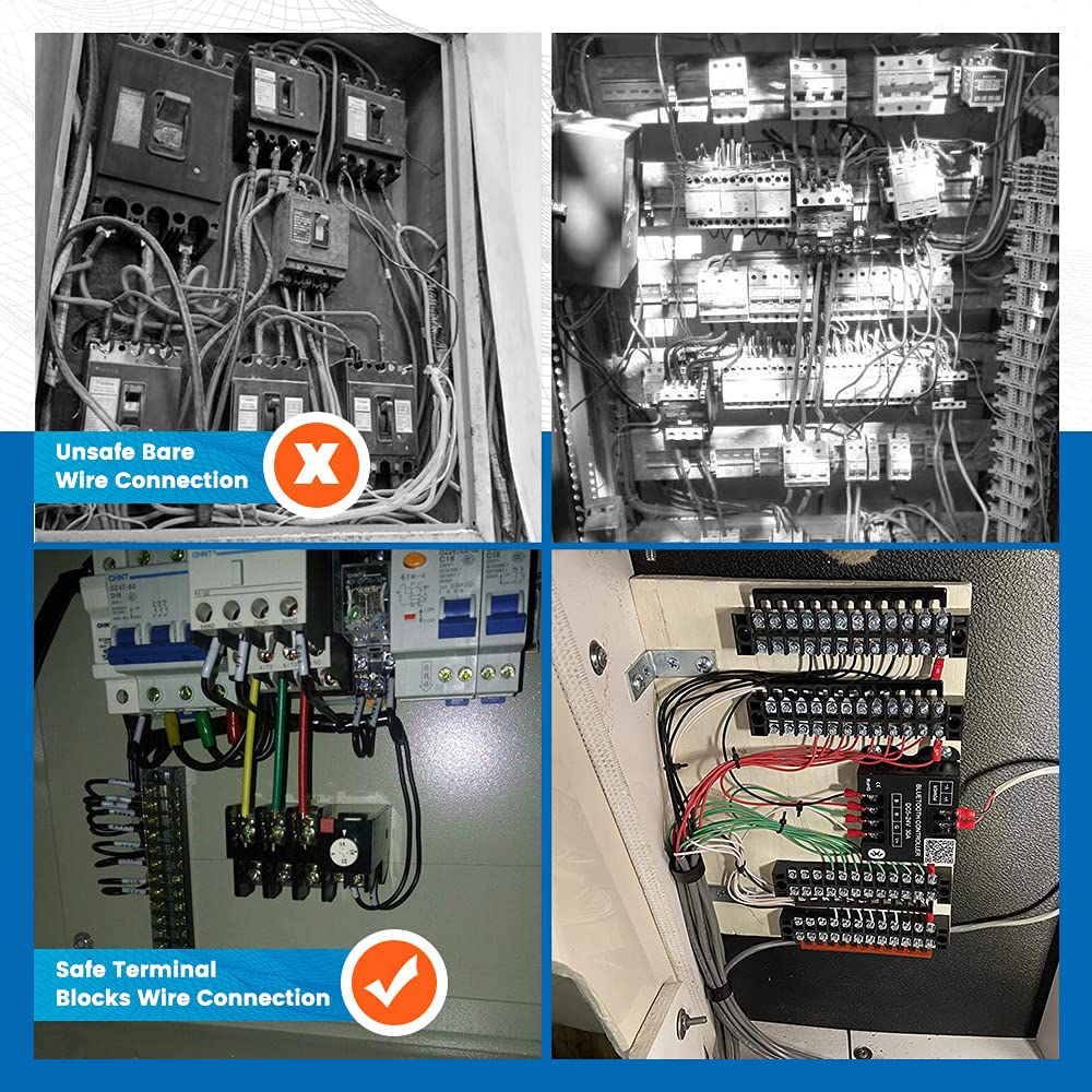 Greluma Morsettiera e striscia - 6 set 4/5/6 posizioni 600V 15A Morsettiera a vite a doppia fila con coperchio + morsetti preisolati 400V 10A Barriere Ponticelli