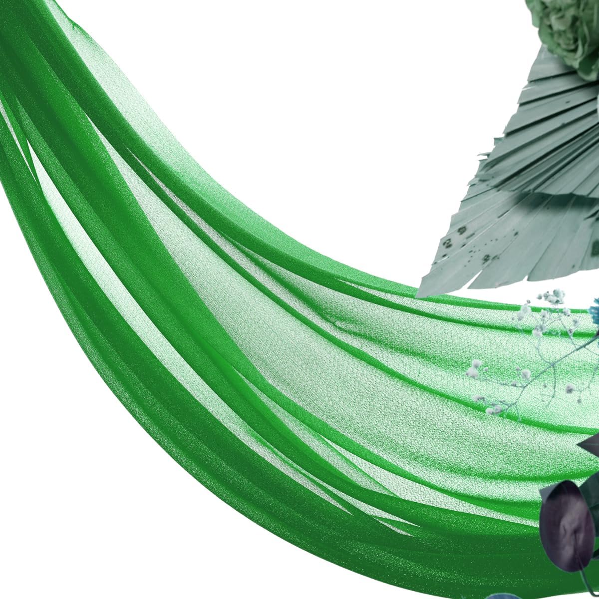 MDS Pack of 5 Yard Wedding Arch Draping Drapery Fabric Sheer Chiffon Fabric for Wedding Ceremony Reception Swag and Backdrop Decorations 60” Width DIY Sewing Multipurpose Fabric - Green