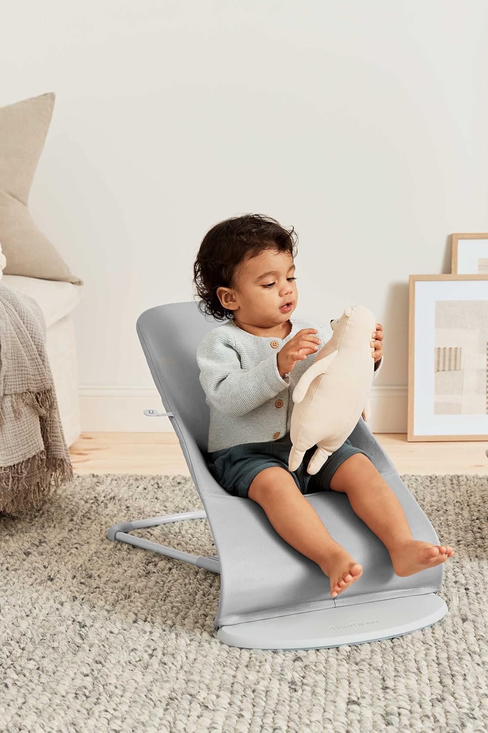 BabyBjörn Sdraietta Bliss, Tessuto, Trapunto a petalo, Grigio chiaro