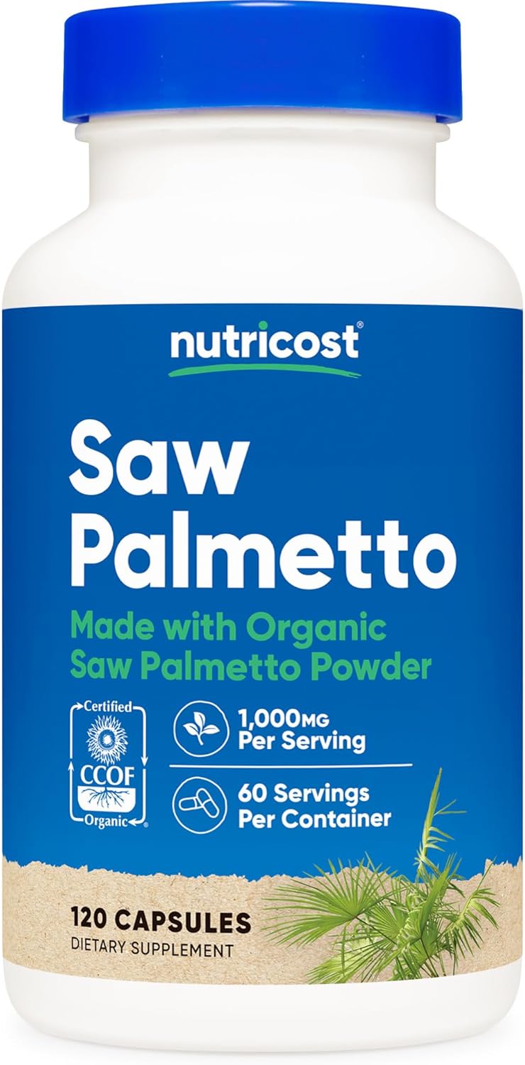 Nutricost Saw Palmetto 1000mg, 120 Capsules - CCOF Certified Made with Organic Saw Palmetto, Vegetarian Friendly, 60 Servings, 500mg Per Capsule, Gluten Free
