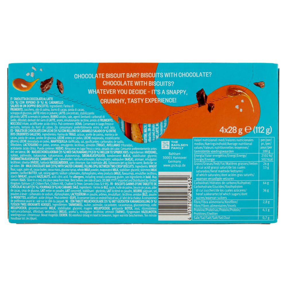 Italian Gourmet Pick Up Salted Caramel biscotti 20 x 128g, Schoko-Keksbar | Dolce con ripieno cremoso, Milchschokolade mit Salzkaramellnote für die, Gesamtnettogewicht 2,56 kg + Kostenlos Polpa 400g