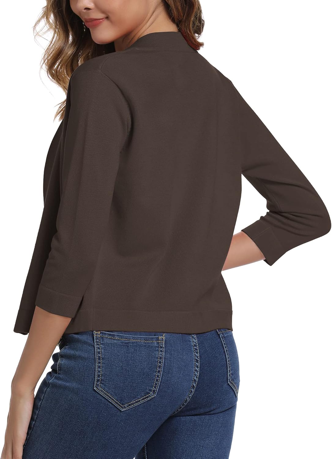 Urban CoCo Women's 3/4 Sleeve Cropped Cardigan Sweater Elegant Shrugs for Women at  Women’s Clothing store