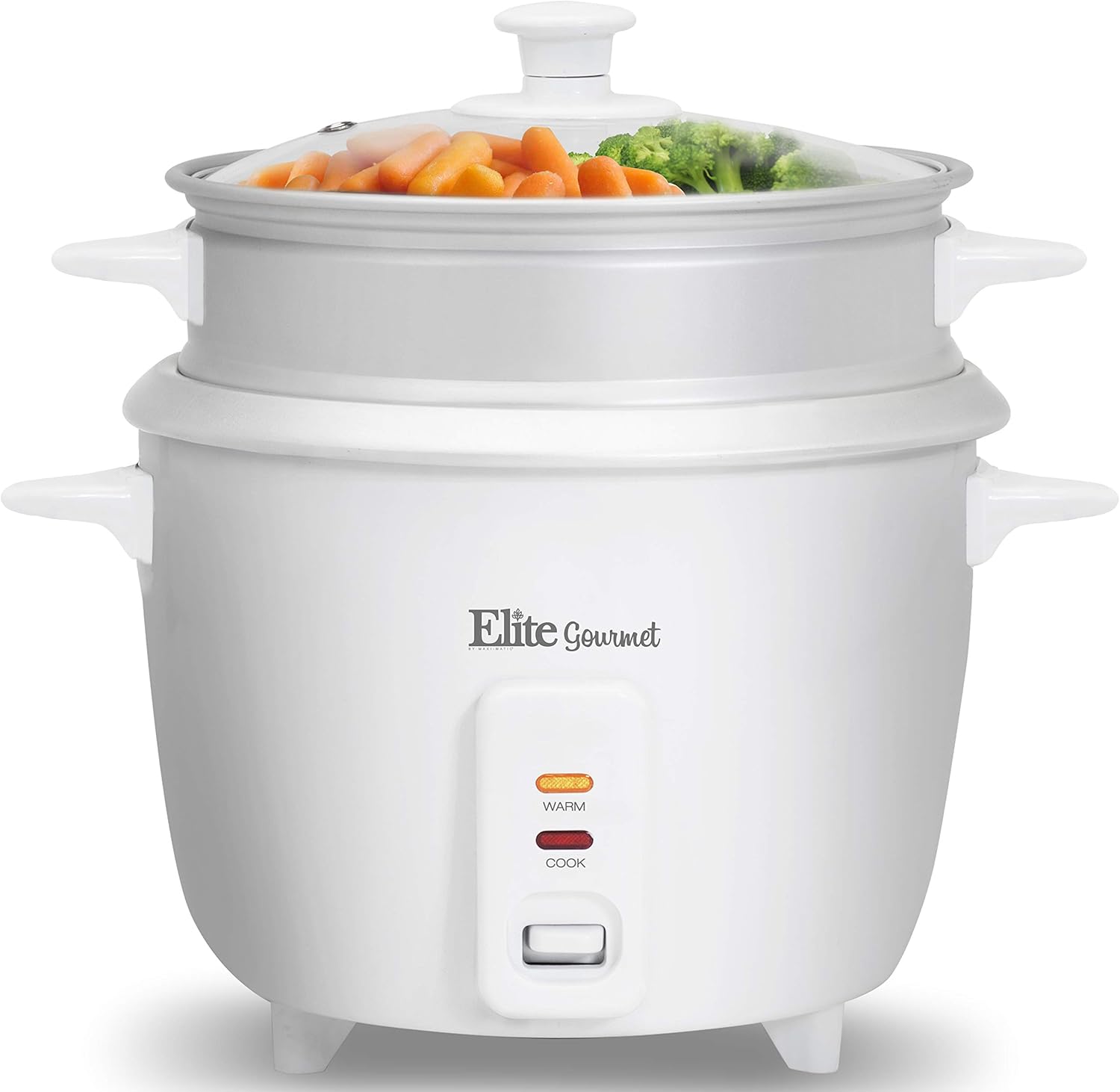 MaxiMatic ERC003ST Elite Gourmet 3Cup Rice Cooker with Glass Lid