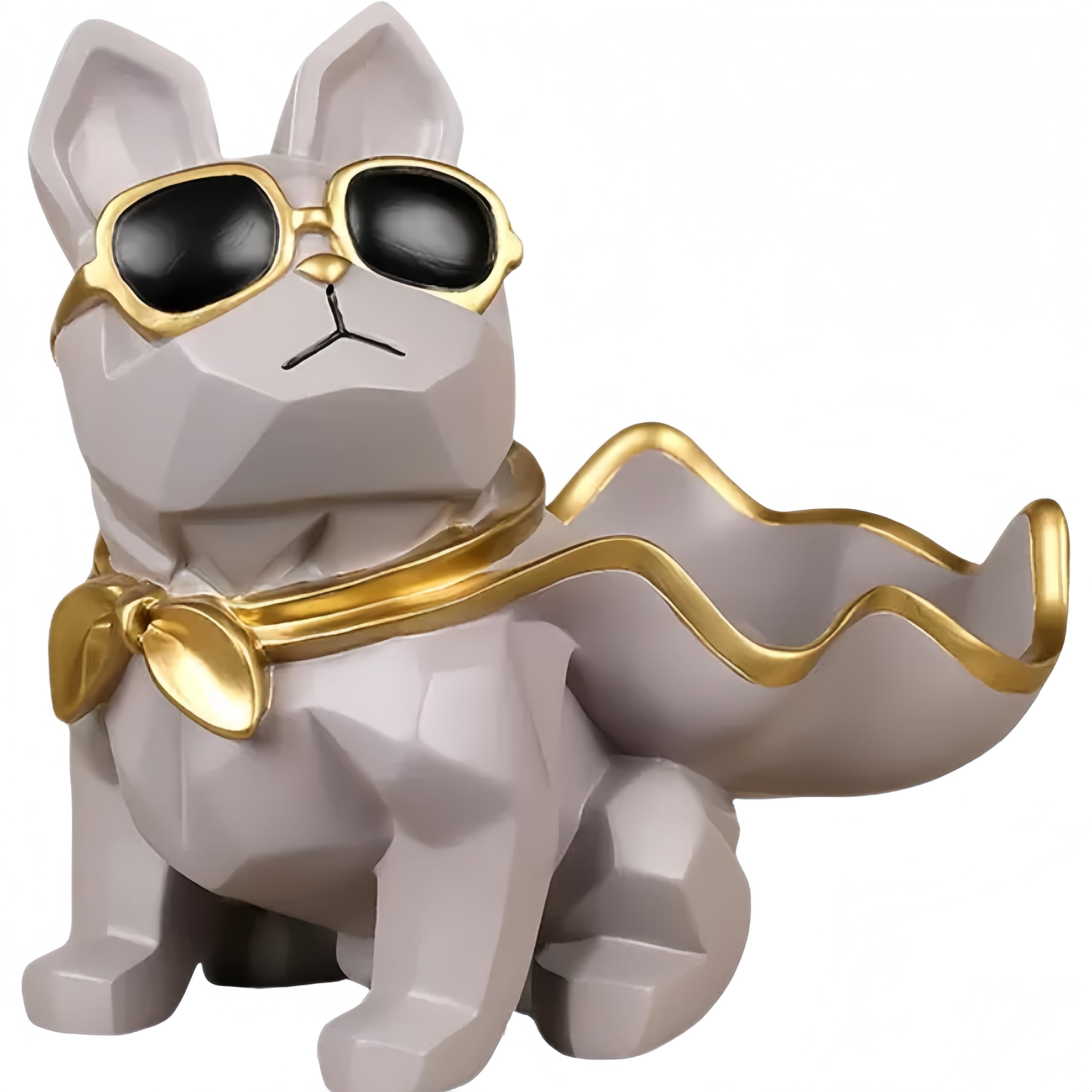 Statuetta Decorativa Cane Ciotola Gioielli Grigio Chiaro | Forma di Cane
