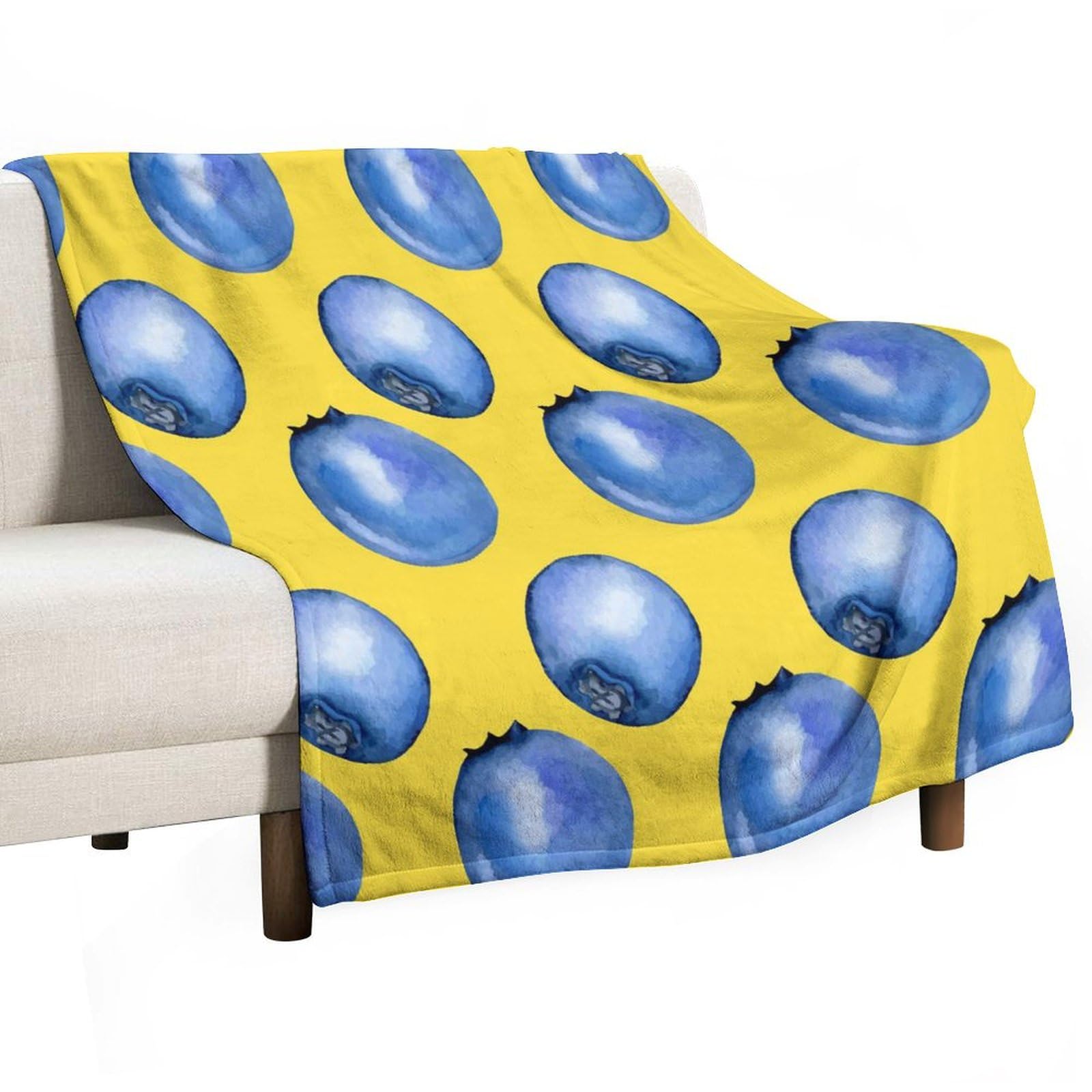 Couverture de lit polaire chaude et légère motif myrtille pour canapé