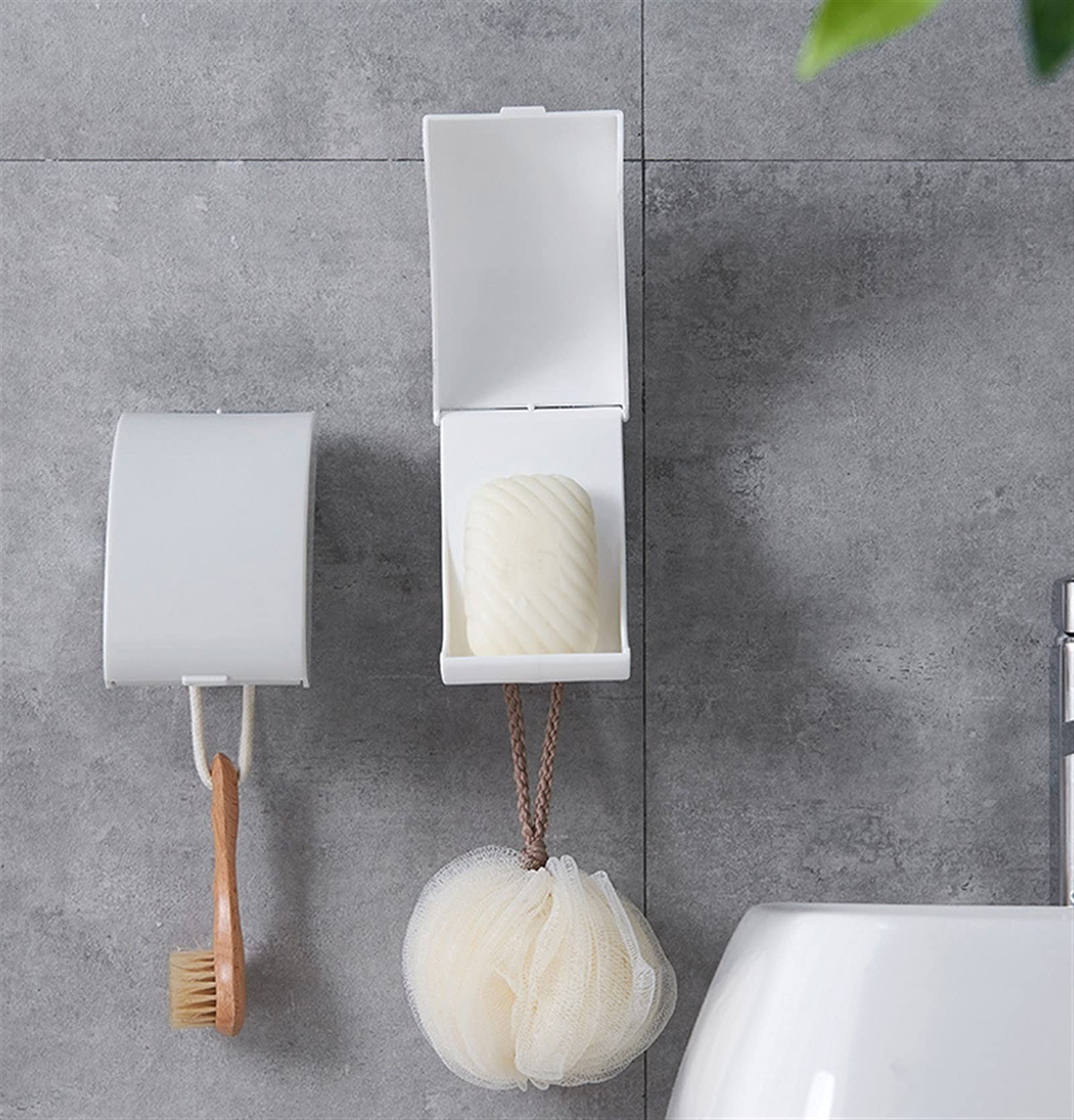 Seifenschalen-Halter, tragbar, auslaufsicher, Seifenschale, Wandmontage, automatischer Ablauf, Seifenhalter, rostfrei, verhindert Schimmel, multifunktionales Badezimmer-Waschraum-Aufbewahrungsregal